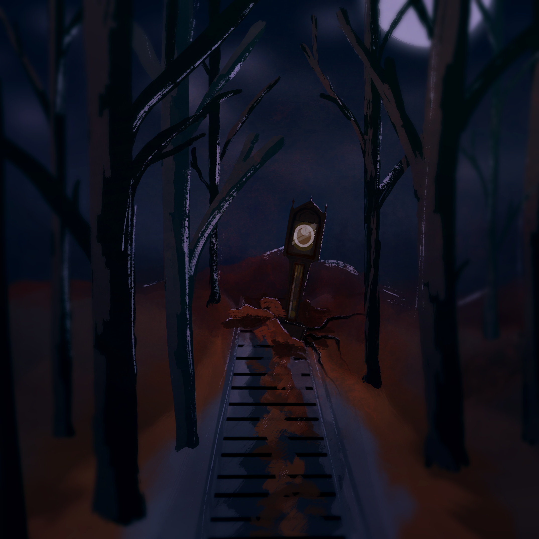 Clock atmospheric scene